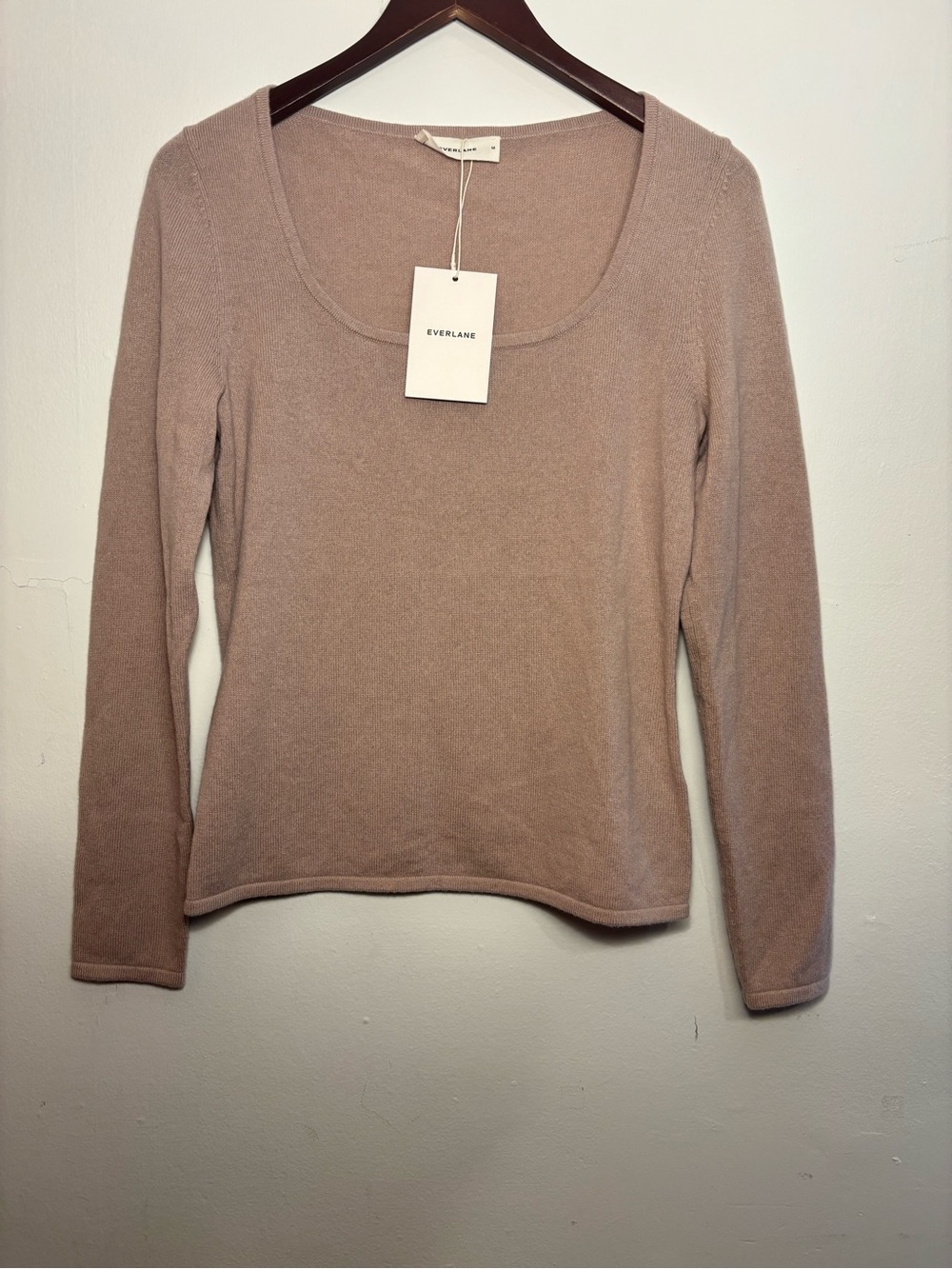 Everlane Scoop Neck Long Sleeve Top in Taupe
